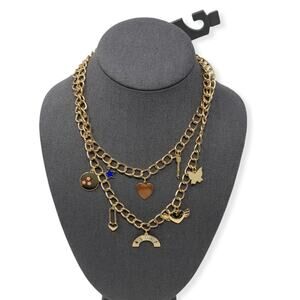 BP Chunky Layered Gold Charm Necklace Rainbow Heart Stars Arrow NWT $15 MSRP